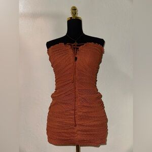 Elegant Rust Strapless Dress